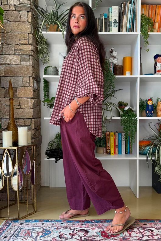 Vivienne Plaid Heathcliff Blouse Damson & Blush